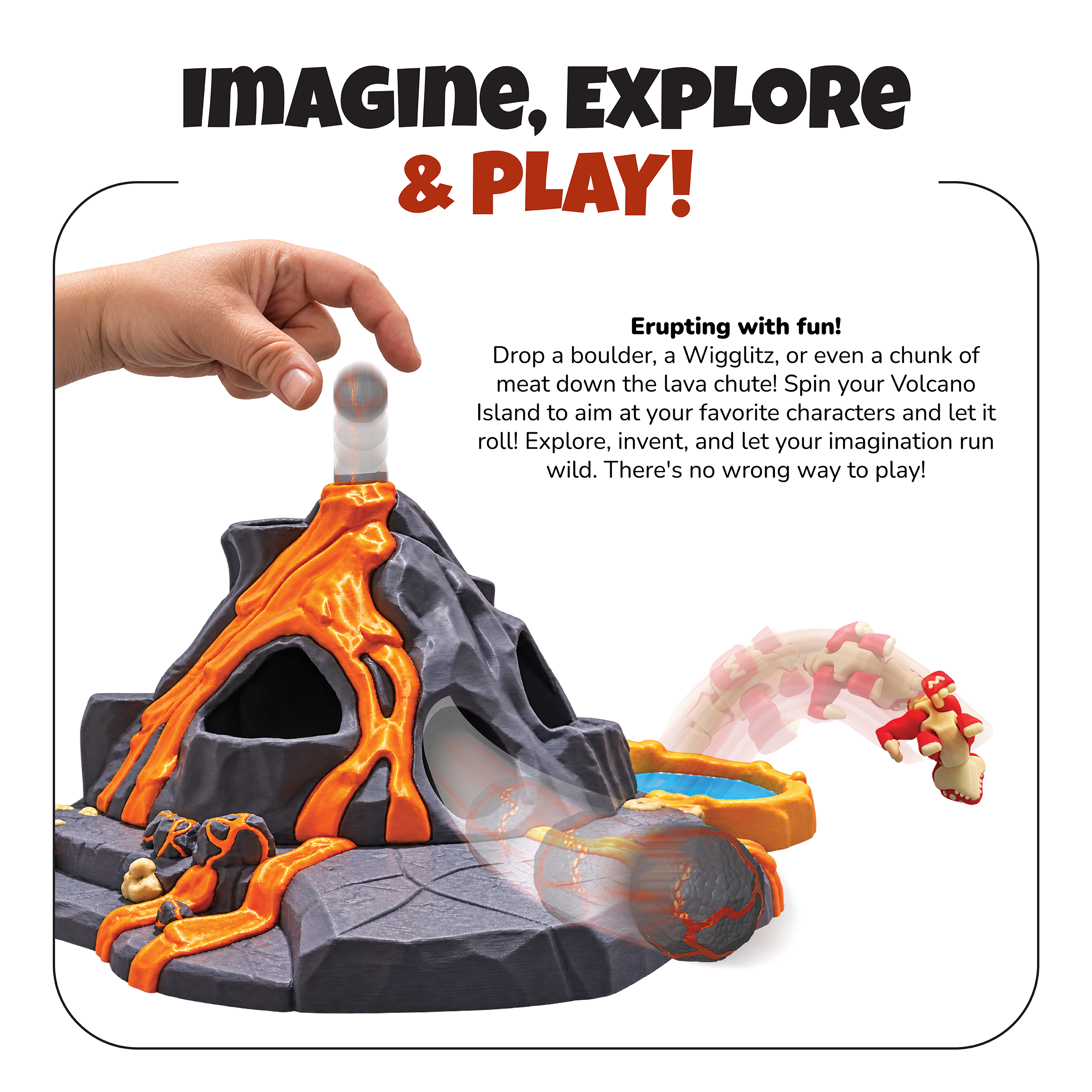Wigglitz Volcano Playsetz – Dino Volcano Playset with 12 Collectible ...